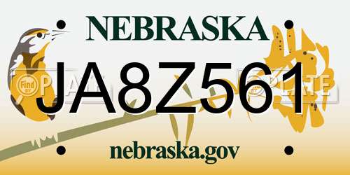 JA8Z561 Nebraska License Plate