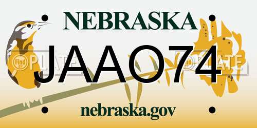 JAAO74 Nebraska License Plate