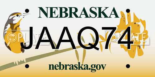 JAAQ74 Nebraska License Plate