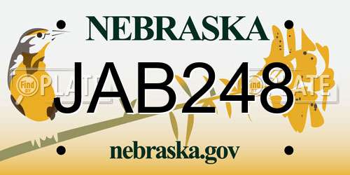 JAB248 Nebraska License Plate