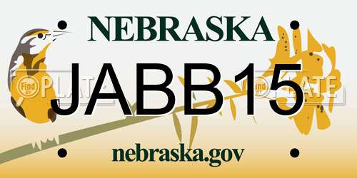 JABB15 Nebraska License Plate