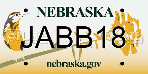 JABB18 Nebraska License Plate