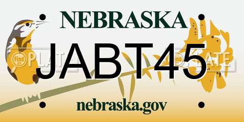 JABT45 Nebraska License Plate