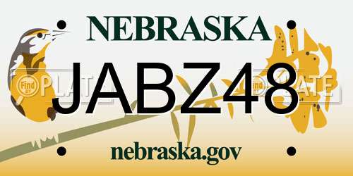 JABZ48 Nebraska License Plate