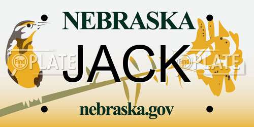 JACK Nebraska License Plate