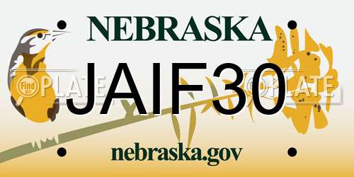JAIF30 Nebraska License Plate