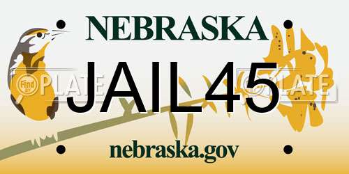 JAIL45 Nebraska License Plate