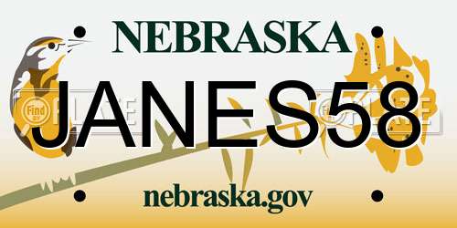 JANES58 Nebraska License Plate