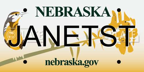 JANETST Nebraska License Plate