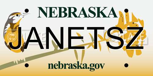 JANETSZ Nebraska License Plate