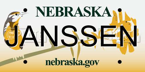 JANSSEN Nebraska License Plate