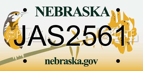 JAS2561 Nebraska License Plate