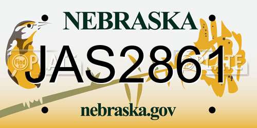 JAS2861 Nebraska License Plate
