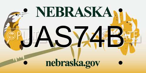 JAS74B Nebraska License Plate
