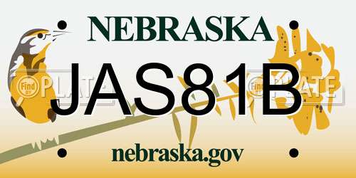 JAS81B Nebraska License Plate