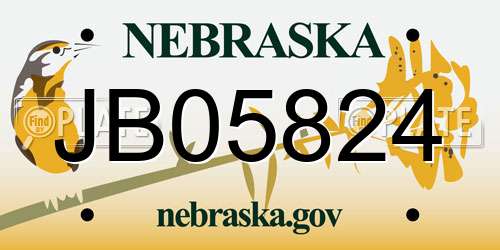 JB05824 Nebraska License Plate