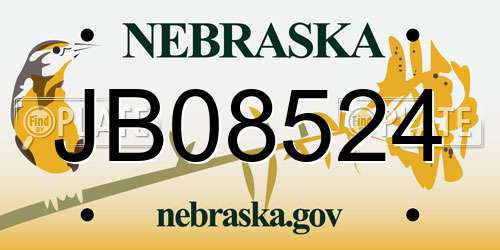 JB08524 Nebraska License Plate