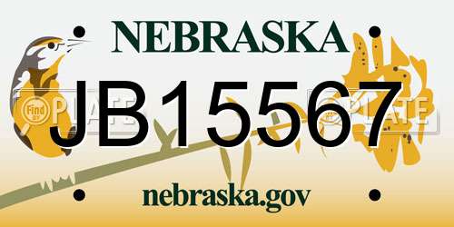 JB15567 Nebraska License Plate
