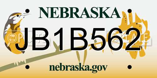 JB1B562 Nebraska License Plate