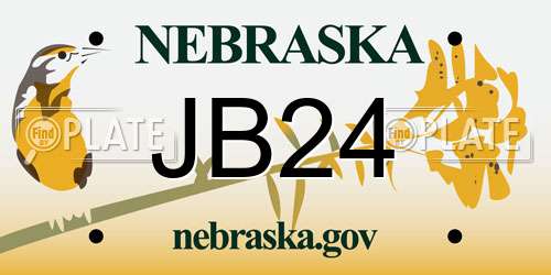 JB24 Nebraska License Plate