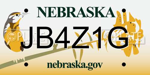 JB4Z1G Nebraska License Plate