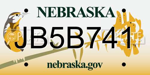 JB5B741 Nebraska License Plate