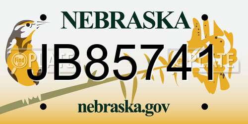 JB85741 Nebraska License Plate