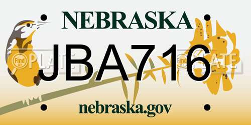 JBA716 Nebraska License Plate