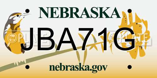 JBA71G Nebraska License Plate