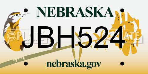 JBH524 Nebraska License Plate