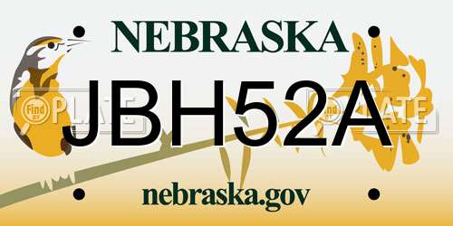 JBH52A Nebraska License Plate