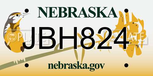 JBH824 Nebraska License Plate