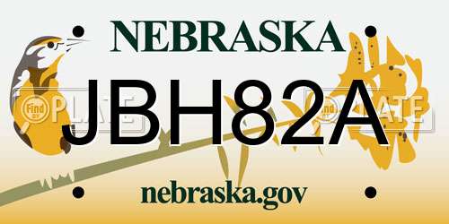 JBH82A Nebraska License Plate