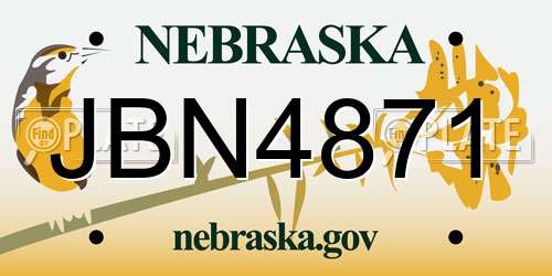 JBN4871 Nebraska License Plate