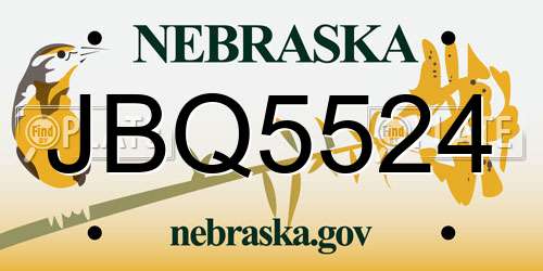 JBQ5524 Nebraska License Plate