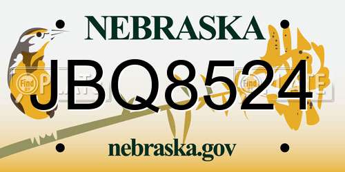 JBQ8524 Nebraska License Plate