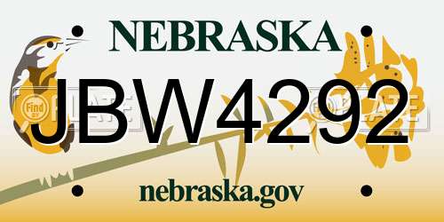 JBW4292 Nebraska License Plate