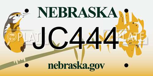 JC444 Nebraska License Plate