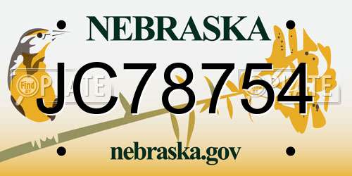 JC78754 Nebraska License Plate