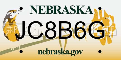 JC8B6G Nebraska License Plate