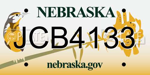 JCB4133 Nebraska License Plate