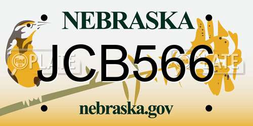 JCB566 Nebraska License Plate