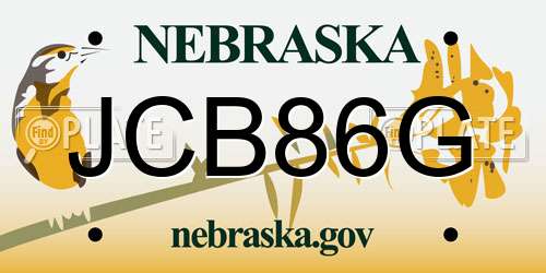 JCB86G Nebraska License Plate