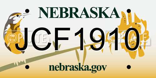 JCF1910 Nebraska License Plate