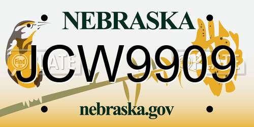 JCW9909 Nebraska License Plate