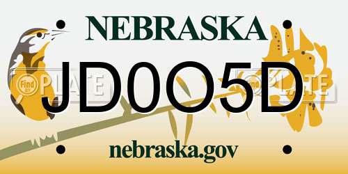 JD0O5D Nebraska License Plate