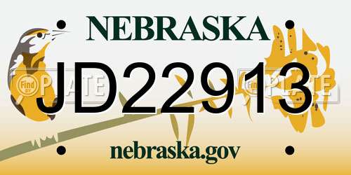 JD22913 Nebraska License Plate