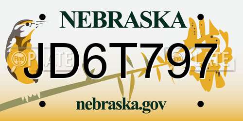 JD6T797 Nebraska License Plate