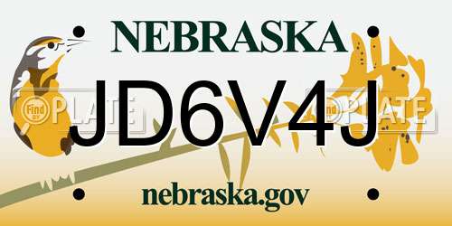 JD6V4J Nebraska License Plate