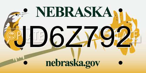 JD6Z792 Nebraska License Plate